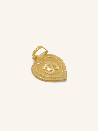 22ct Gold Heart OM Pendant 0.69 GMS