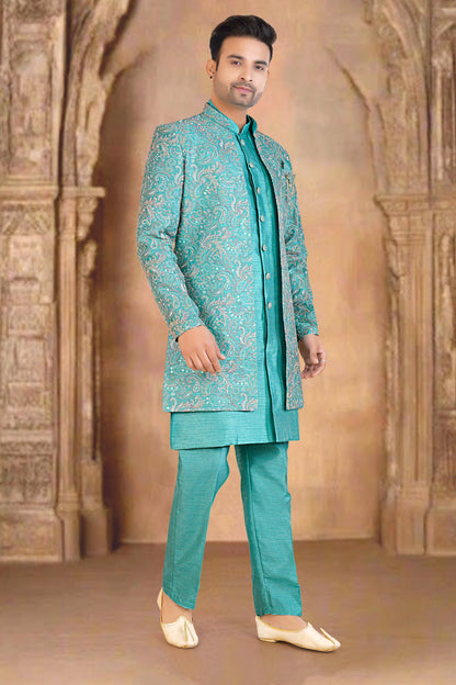 Mens Kurta Set With Jacket - Roop Darshan