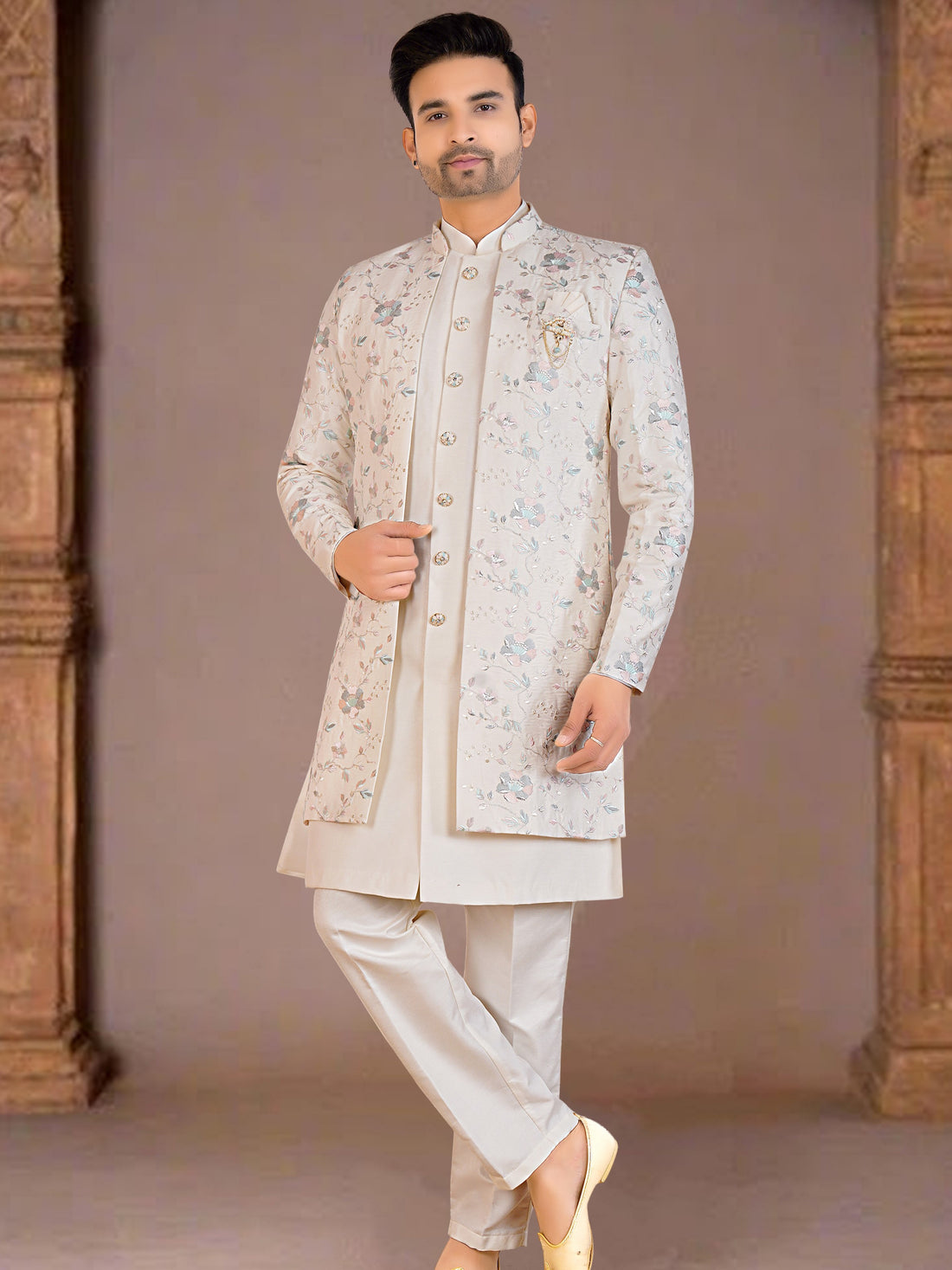 Mens Kurta Set With Jacket - Roop Darshan