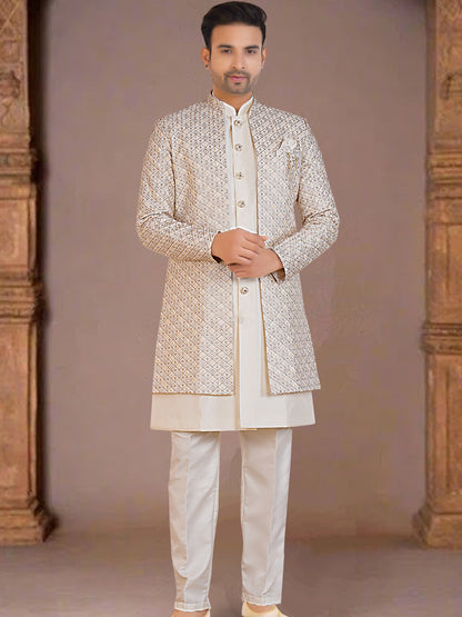 Mens Kurta Set With Jacket - Roop Darshan