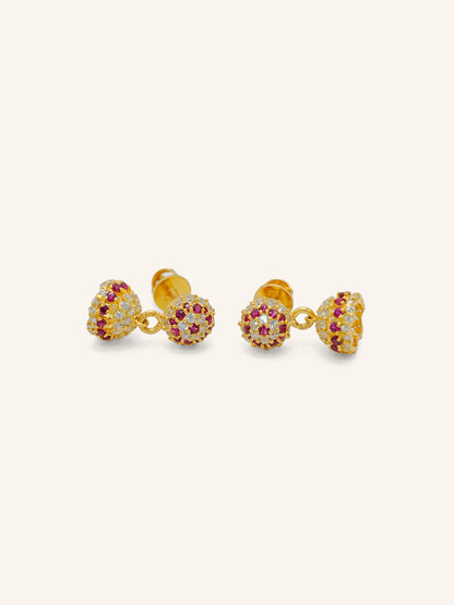 22ct Gold Pink CZ Jhumki Earrings