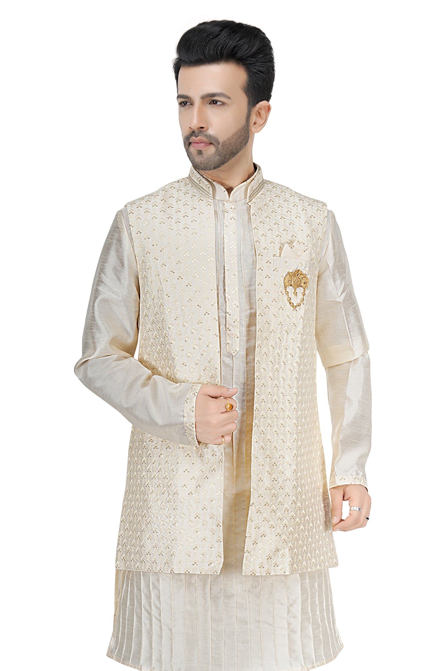 Mens Kurta Set With Jacket - Roop Darshan