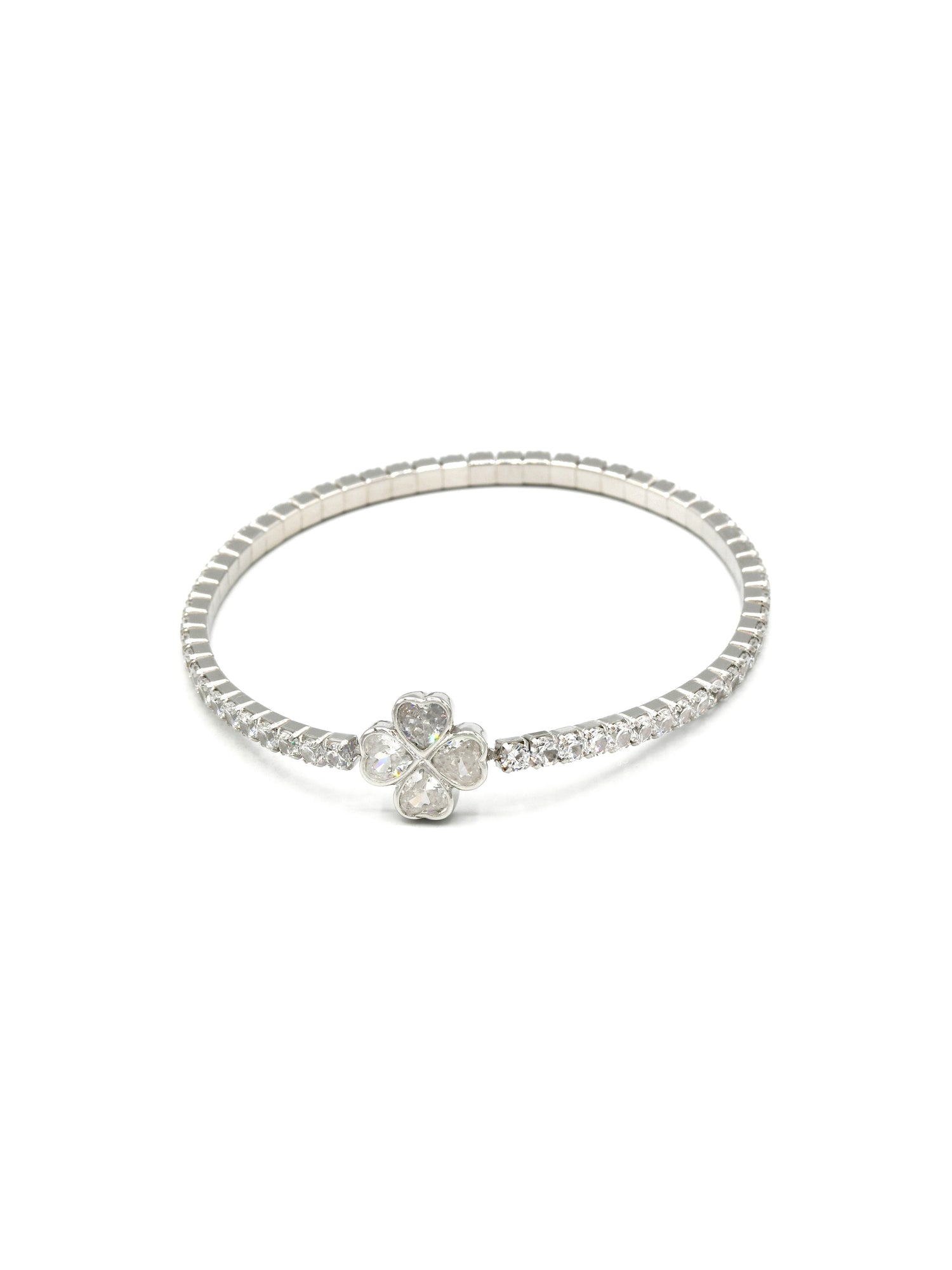 Sterling Silver Elastic CZ Bracelet - Roop Darshan