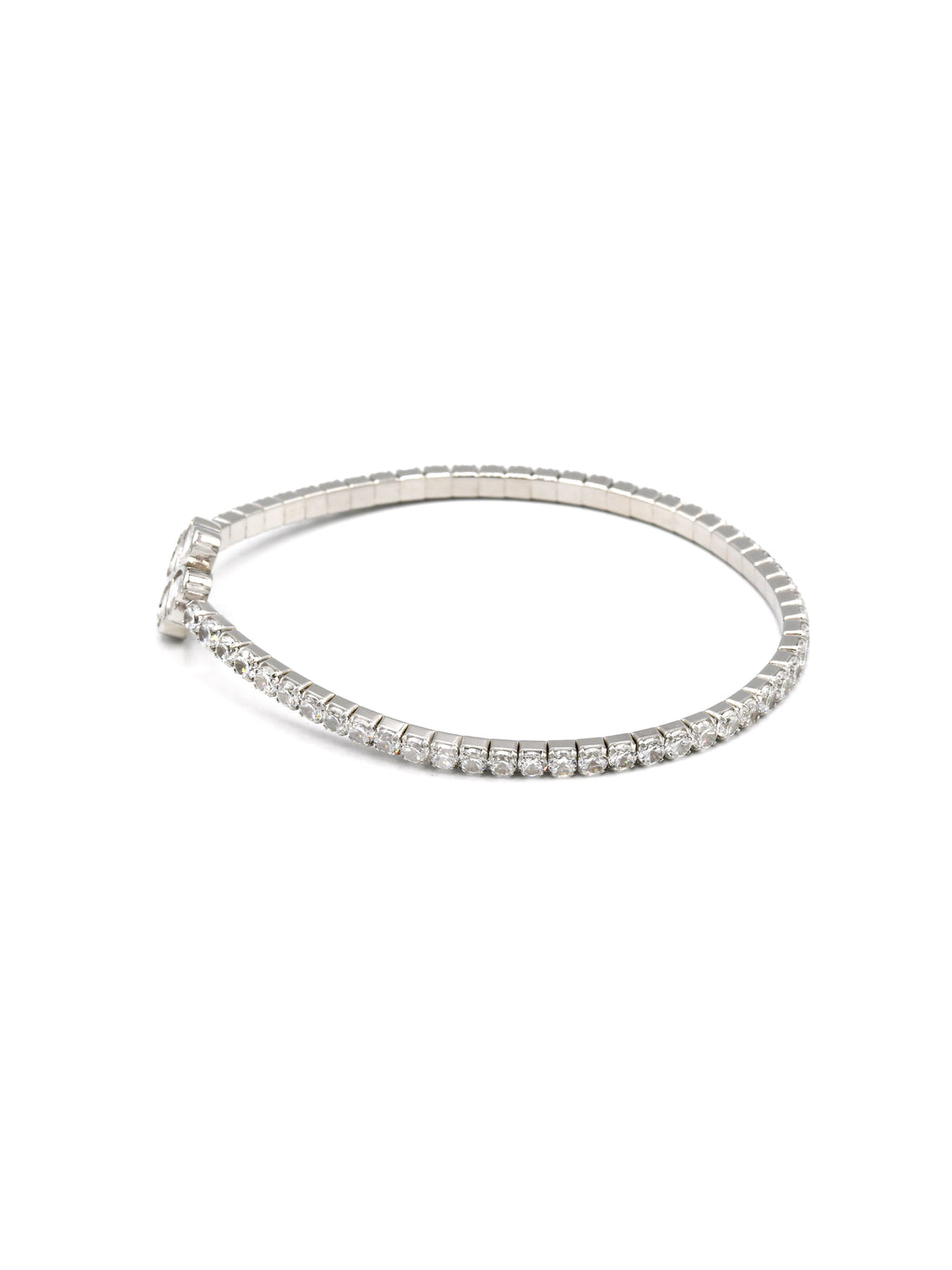 Sterling Silver Elastic CZ Bracelet - Roop Darshan