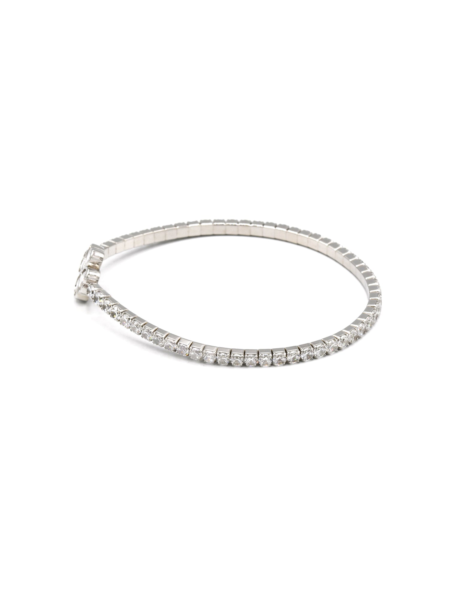 Sterling Silver Elastic CZ Bracelet - Roop Darshan