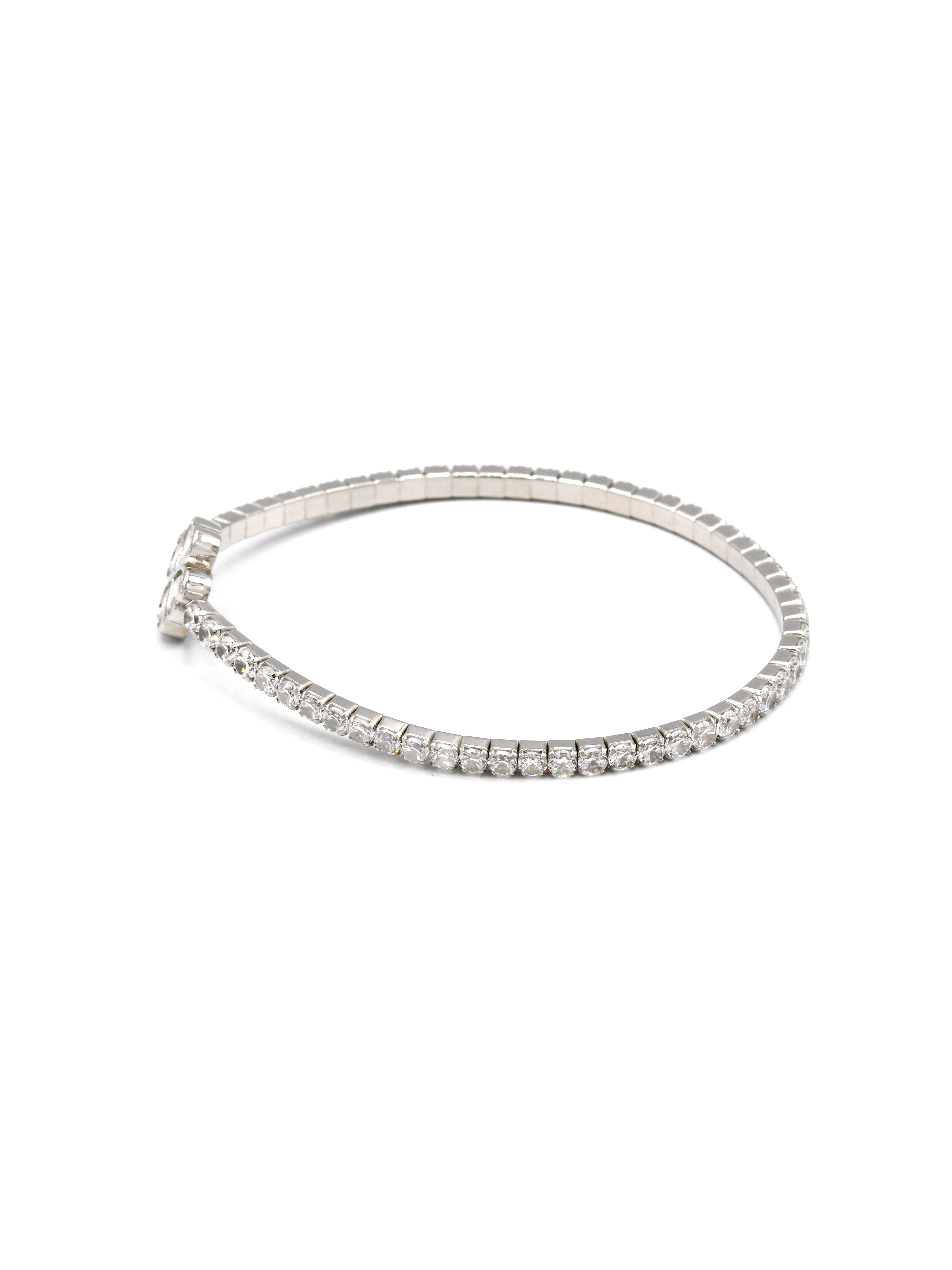 Sterling Silver Elastic CZ Bracelet - Roop Darshan