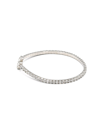 Sterling Silver Elastic CZ Bracelet - Roop Darshan