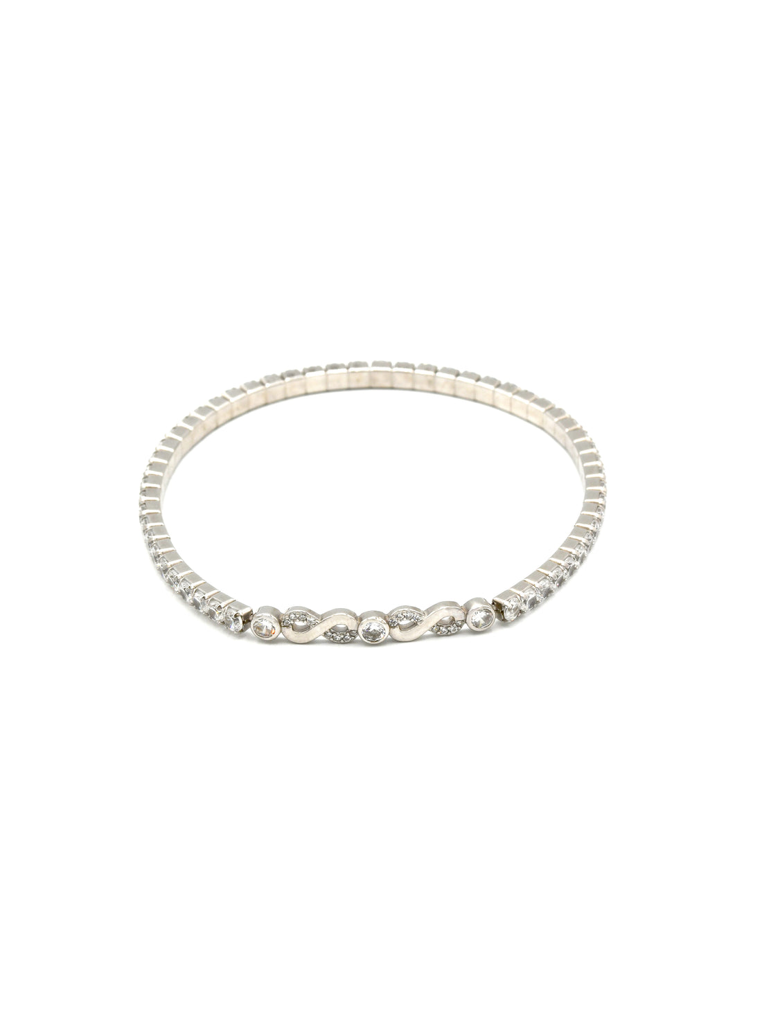 Sterling Silver Elastic CZ Bracelet - Roop Darshan
