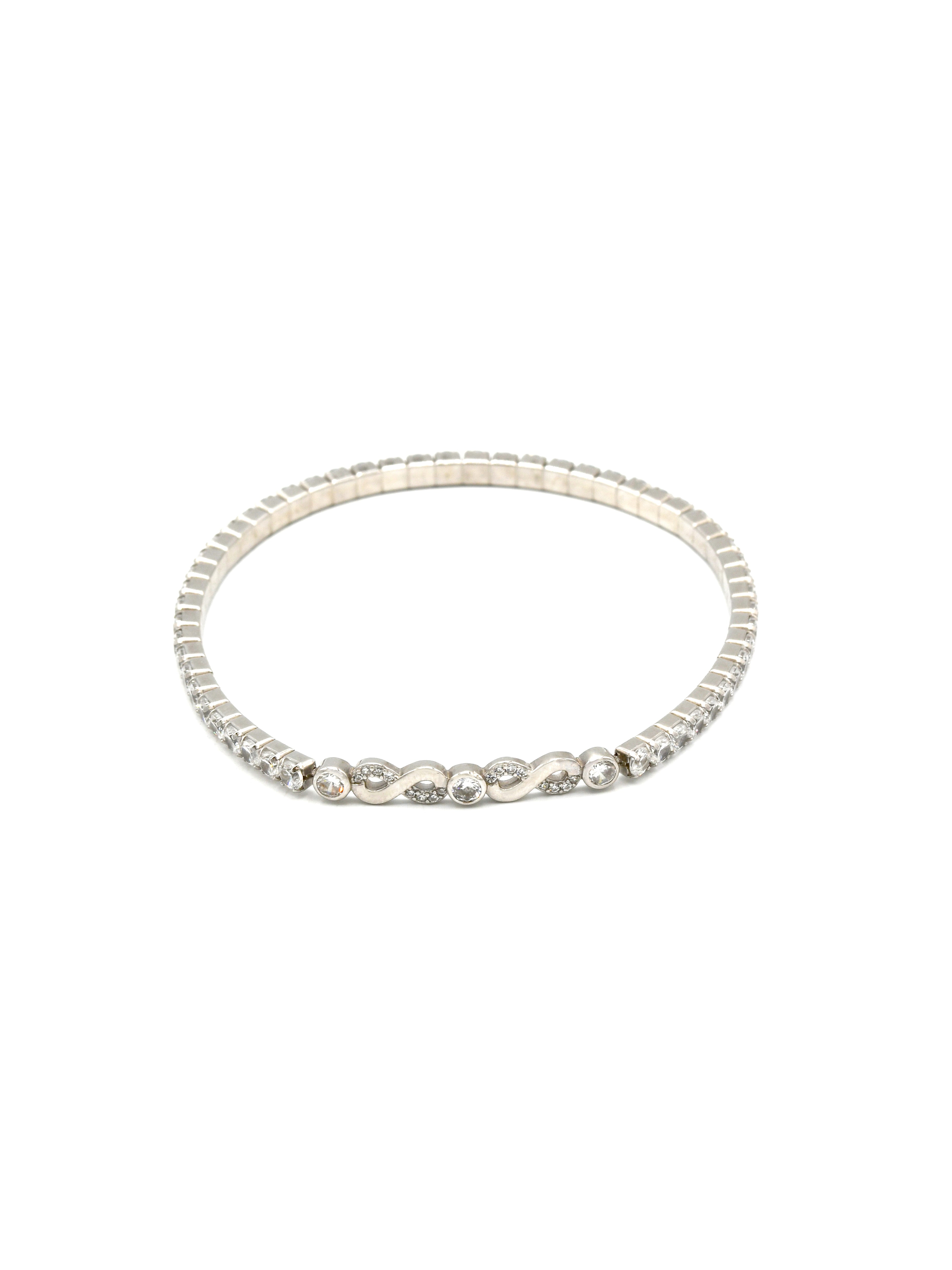 Sterling Silver Elastic CZ Bracelet - Roop Darshan