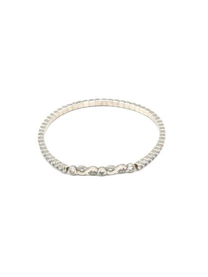 Sterling Silver Elastic CZ Bracelet - Roop Darshan