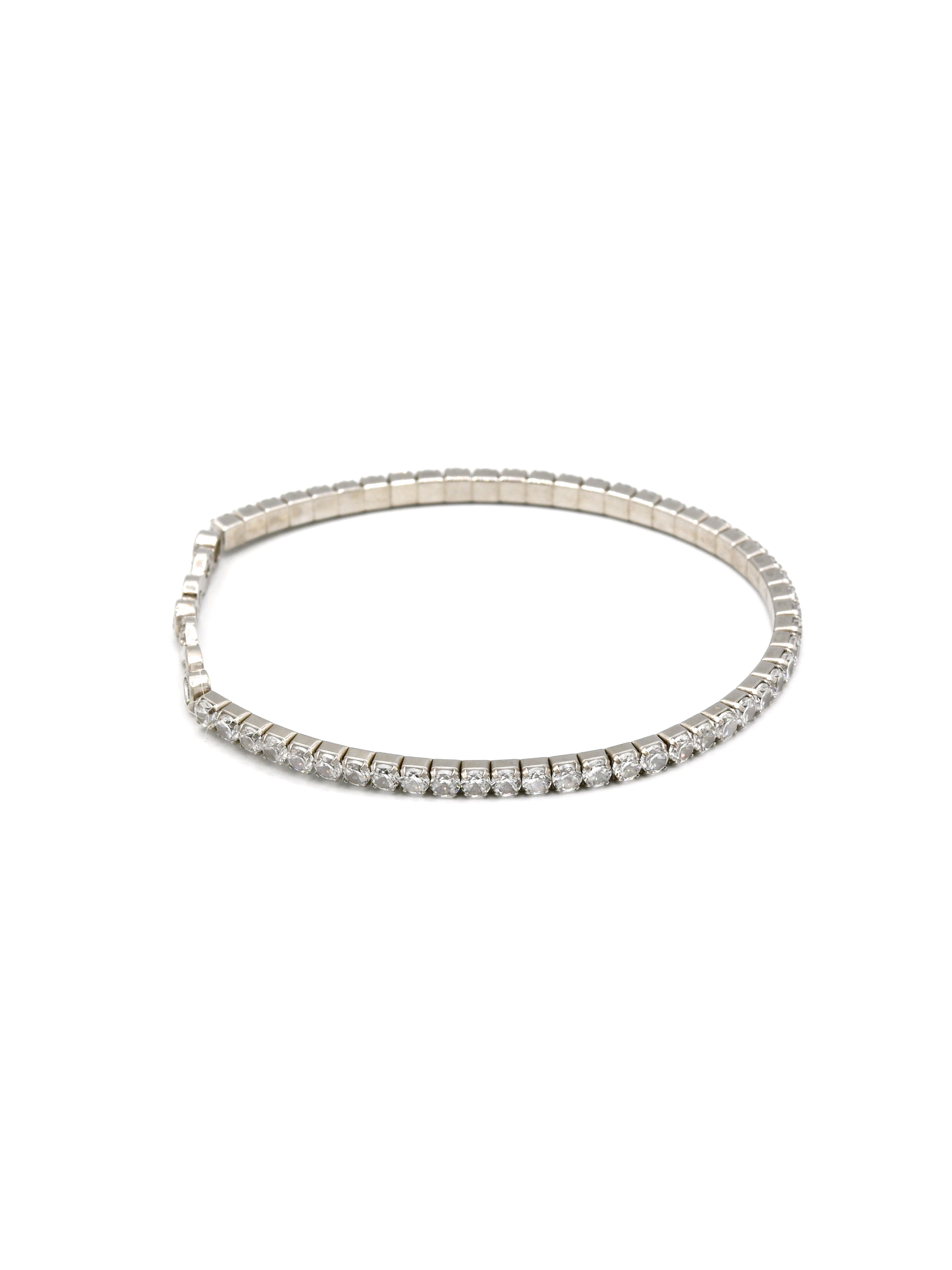 Sterling Silver Elastic CZ Bracelet - Roop Darshan