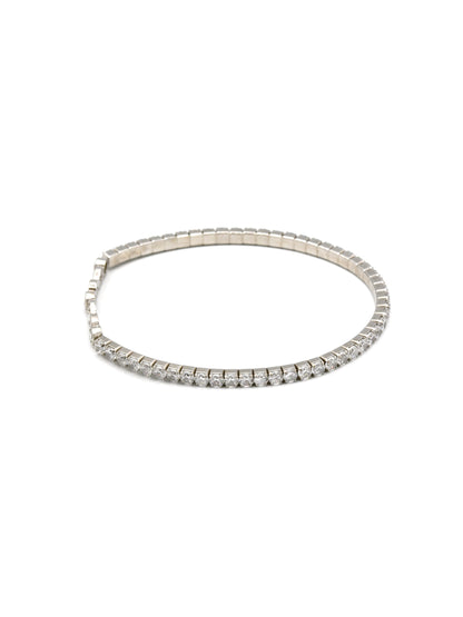 Sterling Silver Elastic CZ Bracelet - Roop Darshan