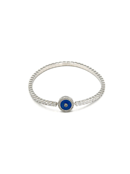 Sterling Silver Elastic CZ Bracelet - Roop Darshan