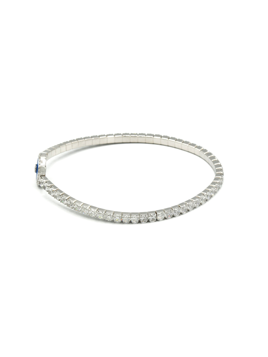Sterling Silver Elastic CZ Bracelet - Roop Darshan