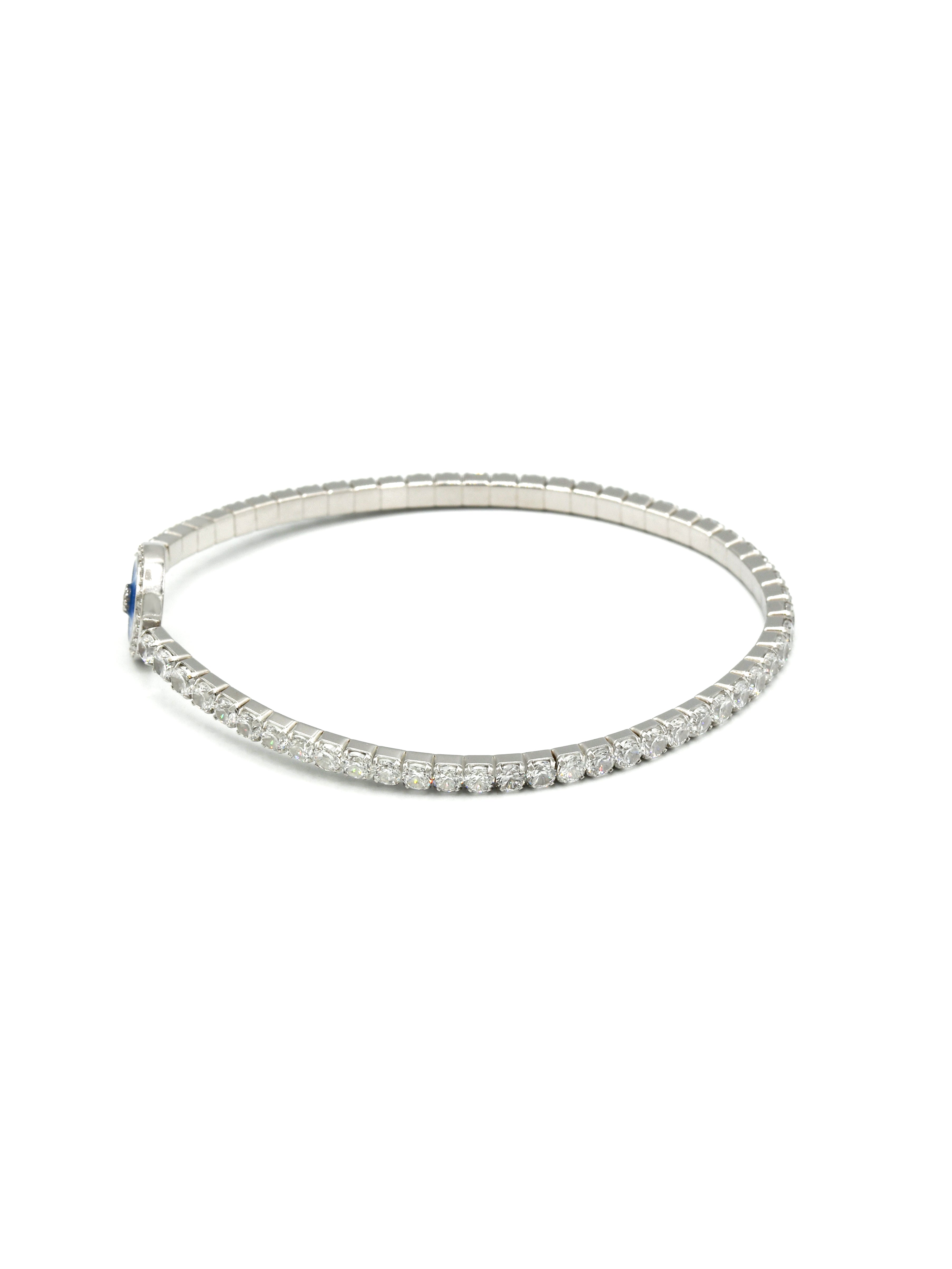Sterling Silver Elastic CZ Bracelet - Roop Darshan