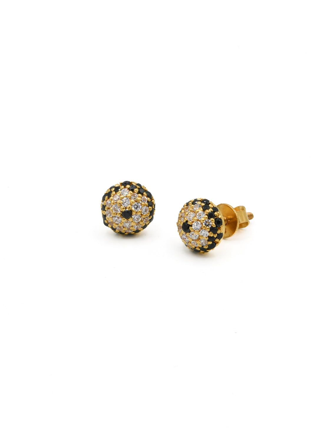 22ct Gold Black CZ Stud Earrings - Roop Darshan