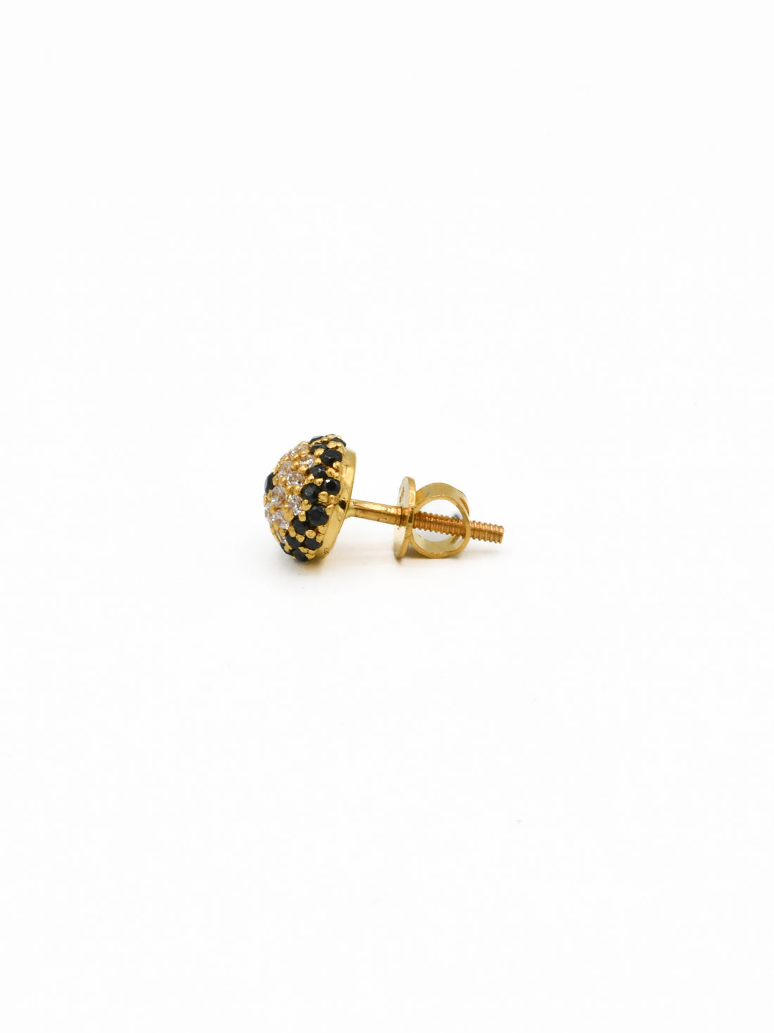 22ct Gold Black CZ Stud Earrings - Roop Darshan
