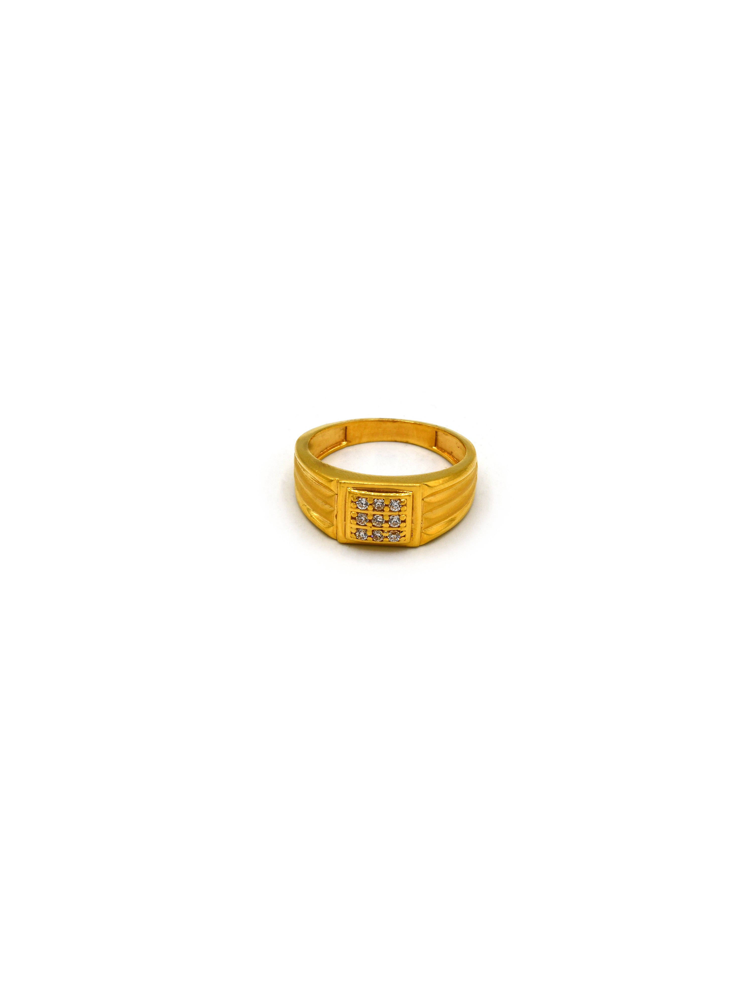22Ct Gold CZ Mens Ring - Roop Darshan