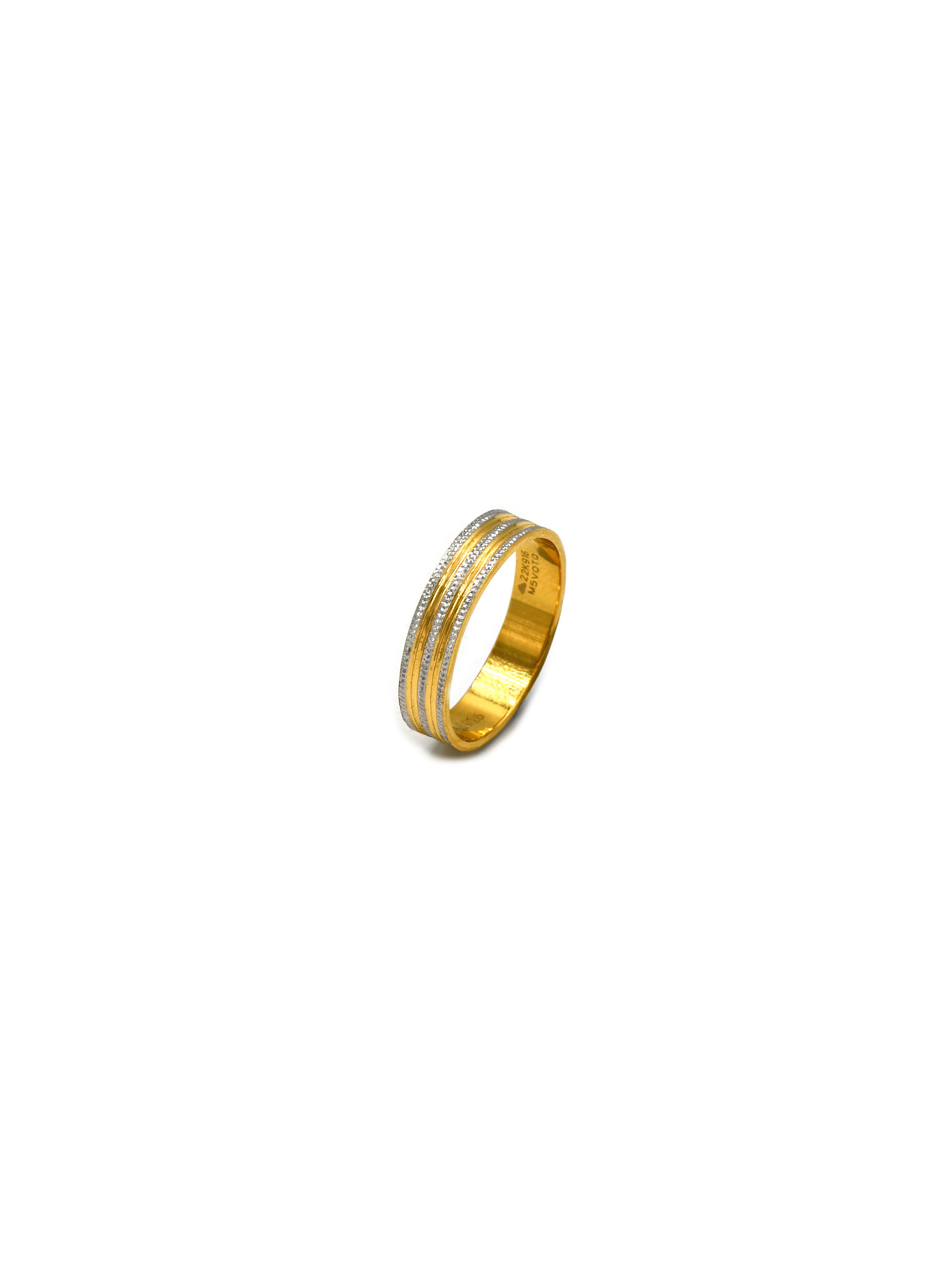 22Ct Gold Two Tone Band Ring - Roop Darshan
