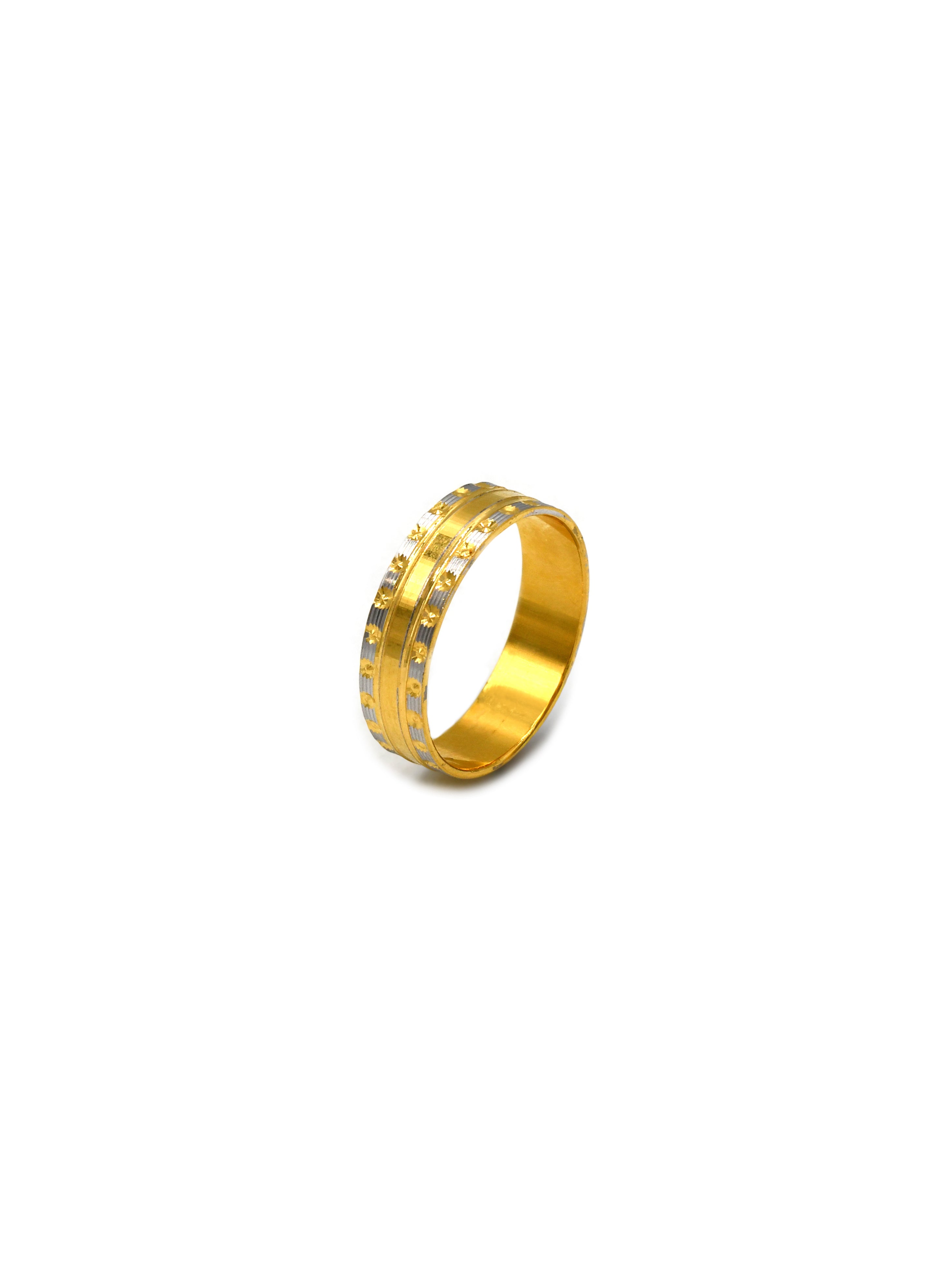 22Ct Gold Two Tone Band Ring - Roop Darshan