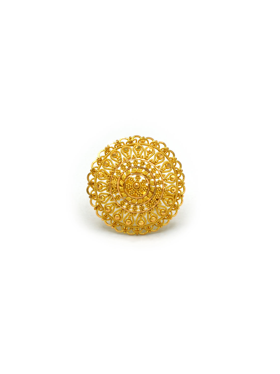22Ct Gold Filigree Adjustable Ring - Roop Darshan