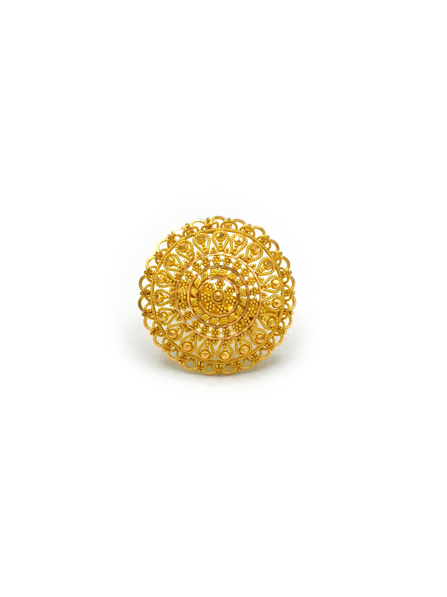 22Ct Gold Filigree Adjustable Ring - Roop Darshan