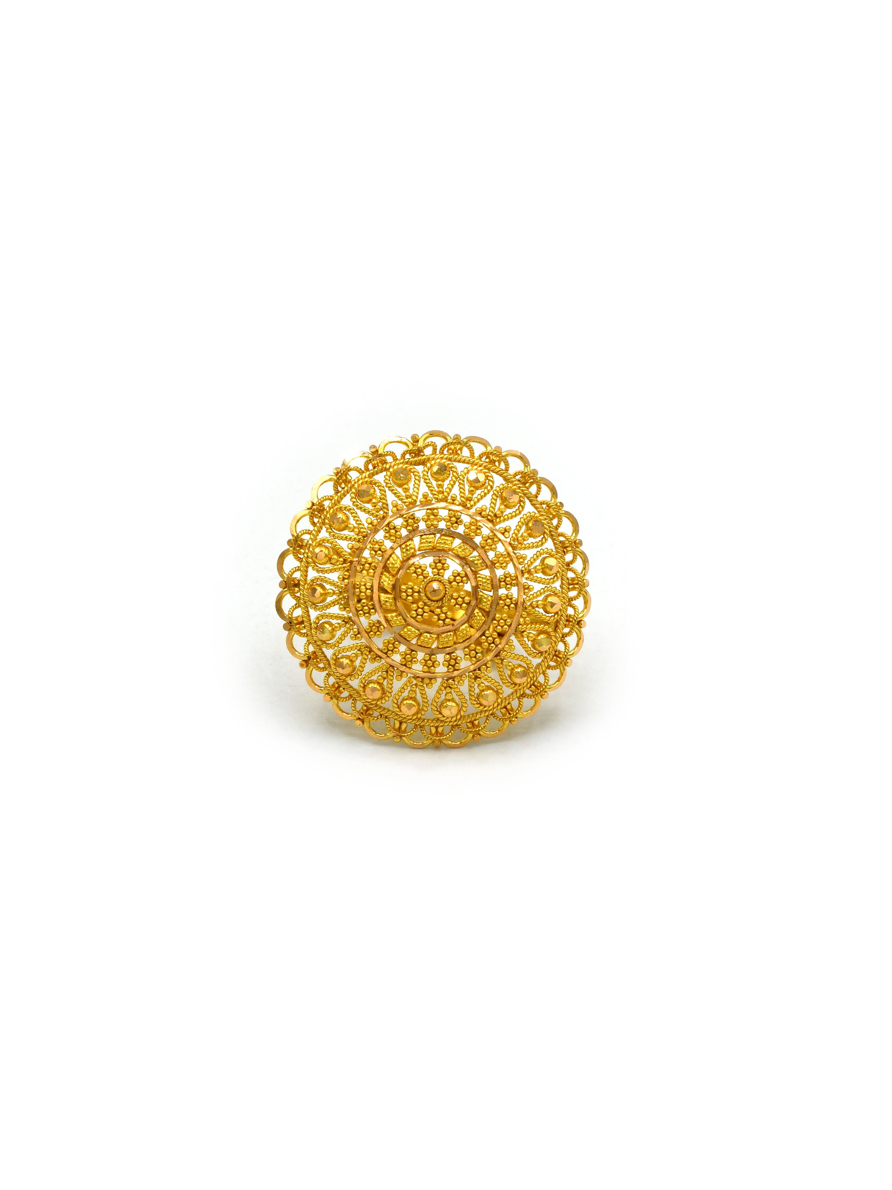 22Ct Gold Filigree Adjustable Ring - Roop Darshan