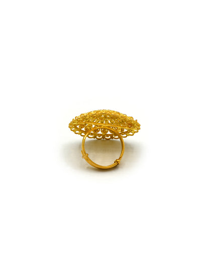 22Ct Gold Filigree Adjustable Ring - Roop Darshan