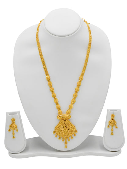 22Ct Gold Long Necklace Set - Roop Darshan