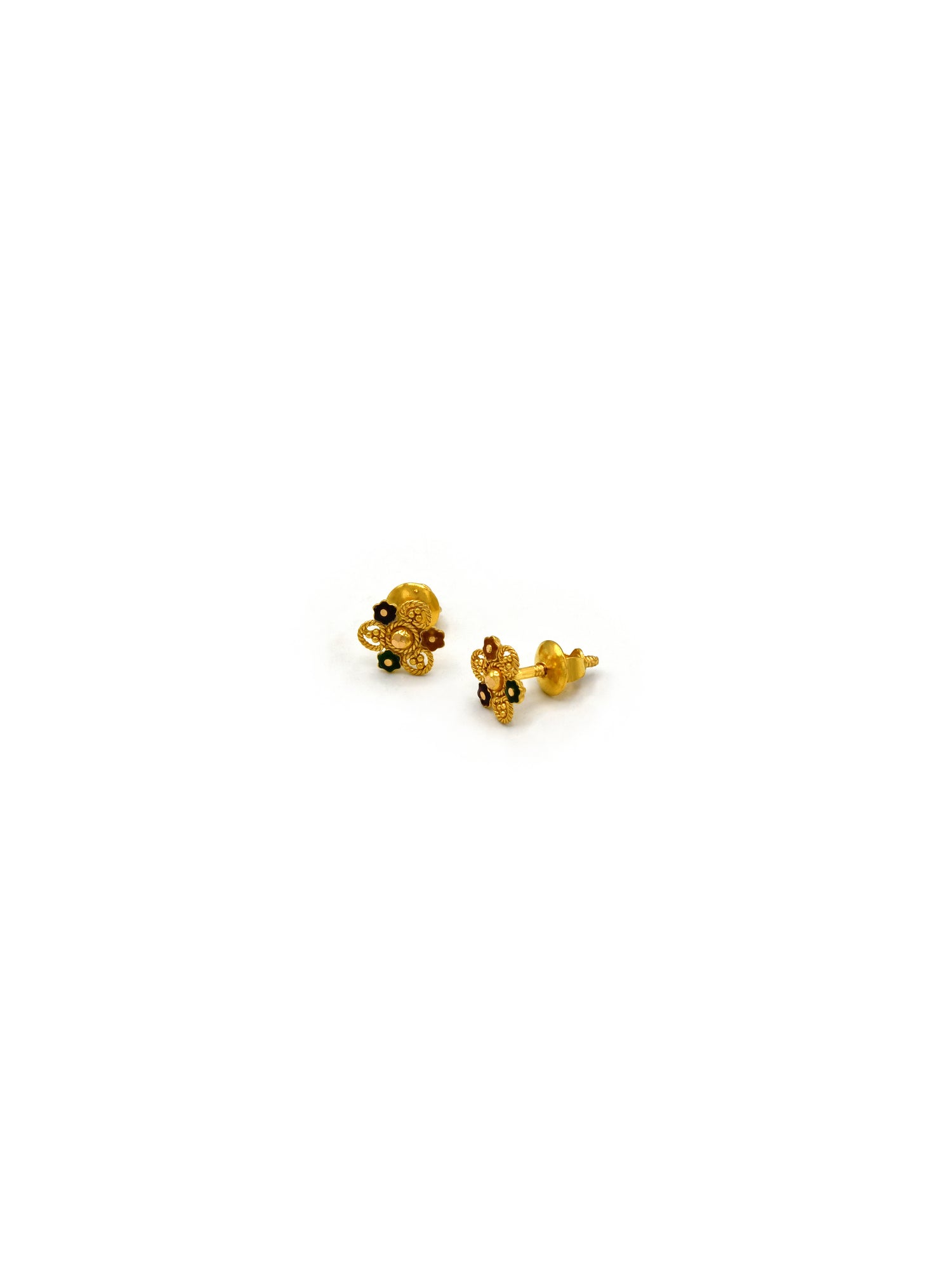 22ct Gold Minakari Stud Earrings - Roop Darshan