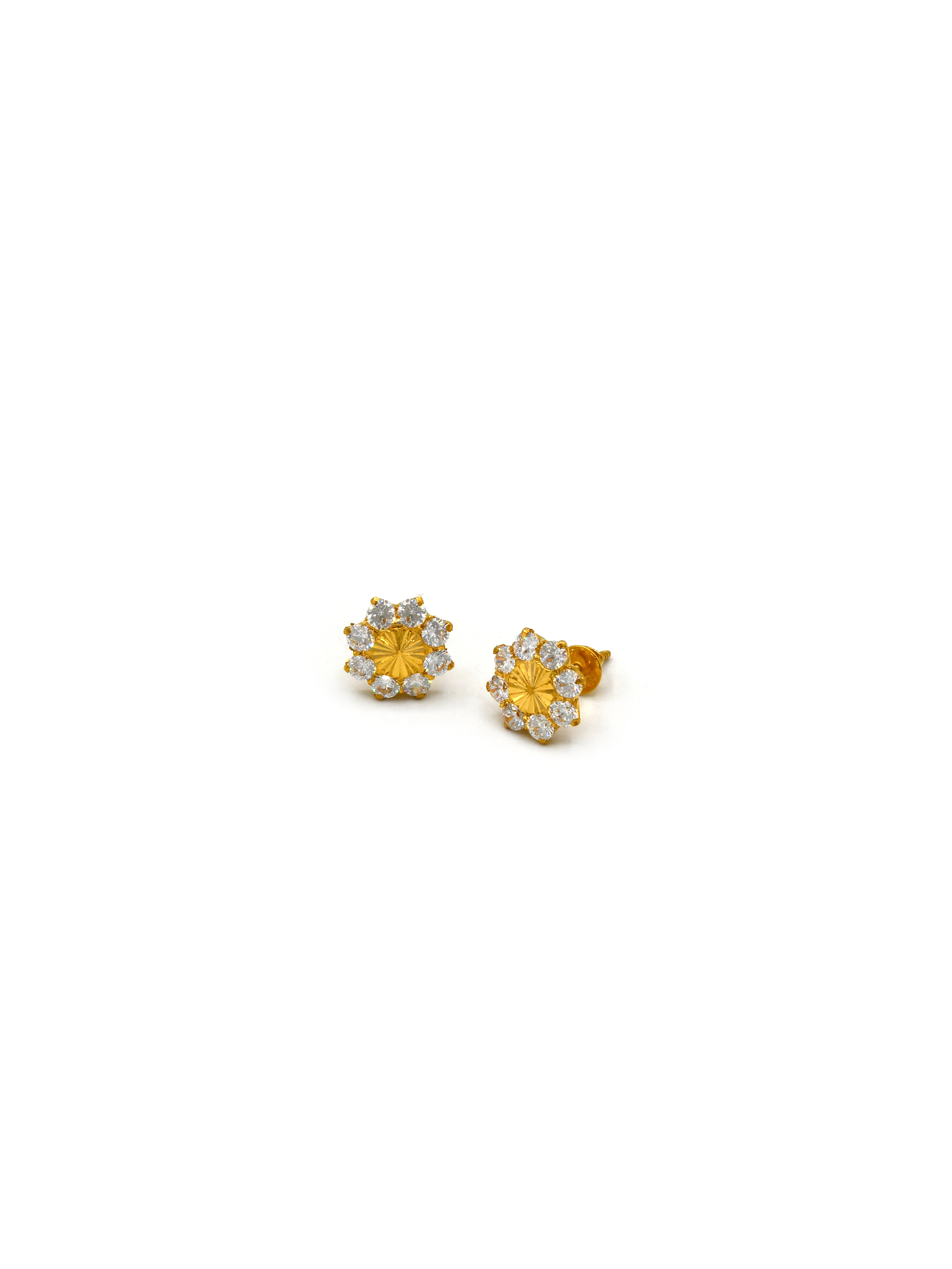 22ct Gold CZ Stud Earrings - Roop Darshan