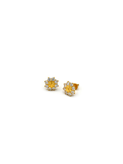 22ct Gold CZ Stud Earrings - Roop Darshan