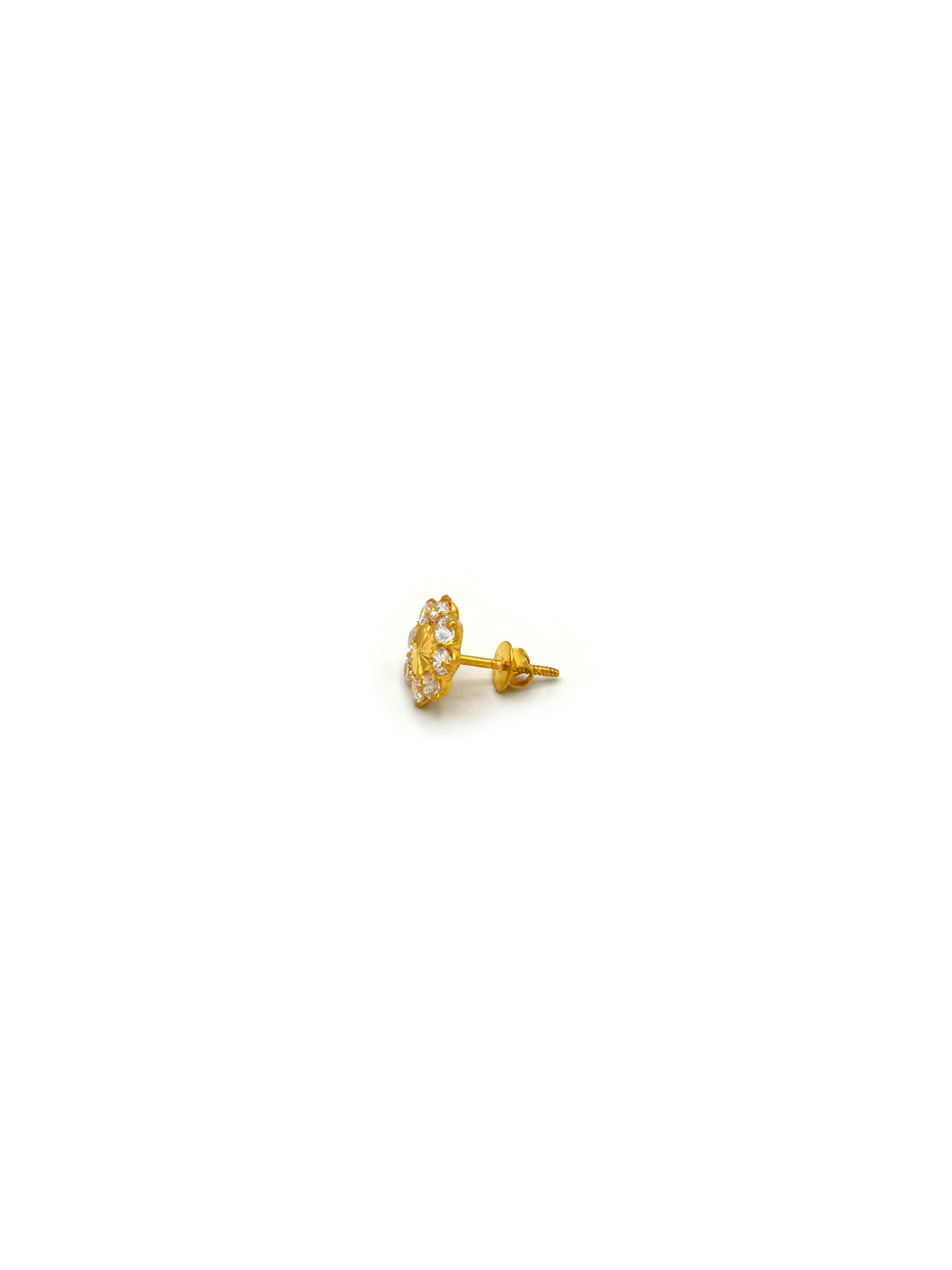 22ct Gold CZ Stud Earrings - Roop Darshan