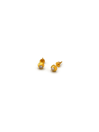 22Ct Gold CZ Stud Earring - Roop Darshan