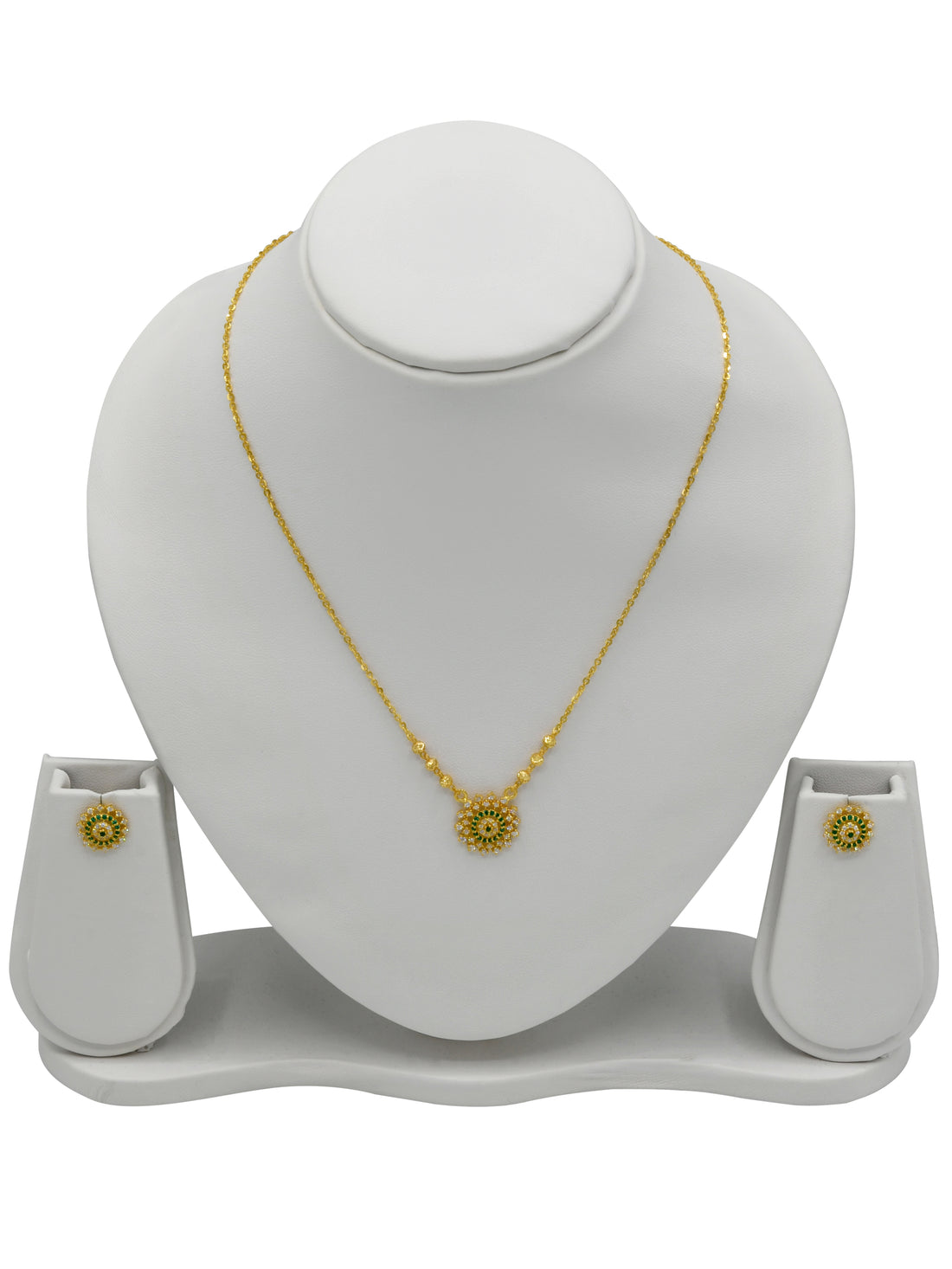 22ct Gold CZ Necklace Set - Roop Darshan