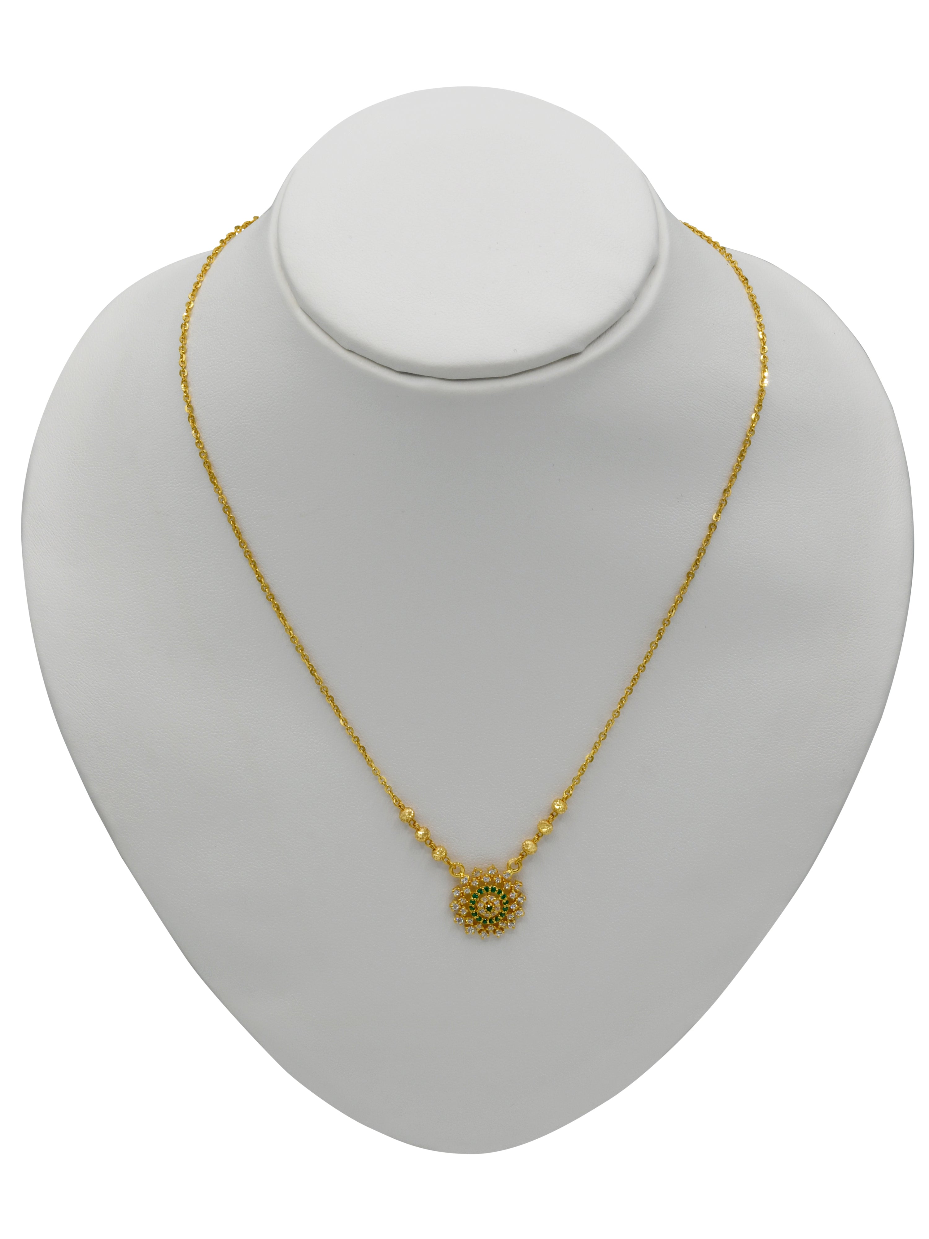 22ct Gold CZ Necklace Set - Roop Darshan