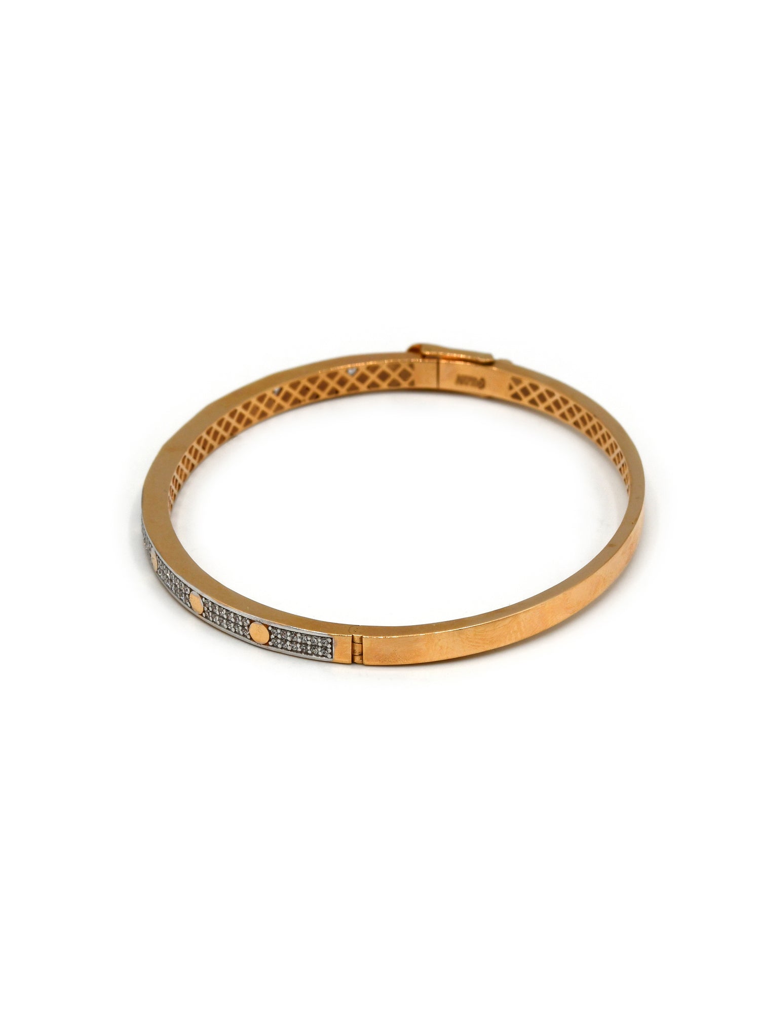 18ct Rose Gold CZ 1 Piece Ladies Bangle - Roop Darshan