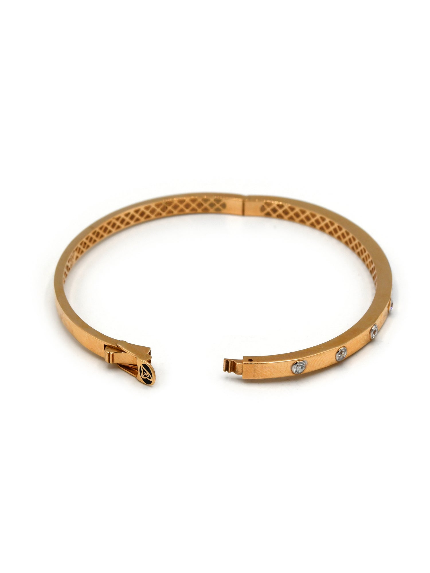 18ct Rose Gold CZ 1 Piece Ladies Bangle - Roop Darshan