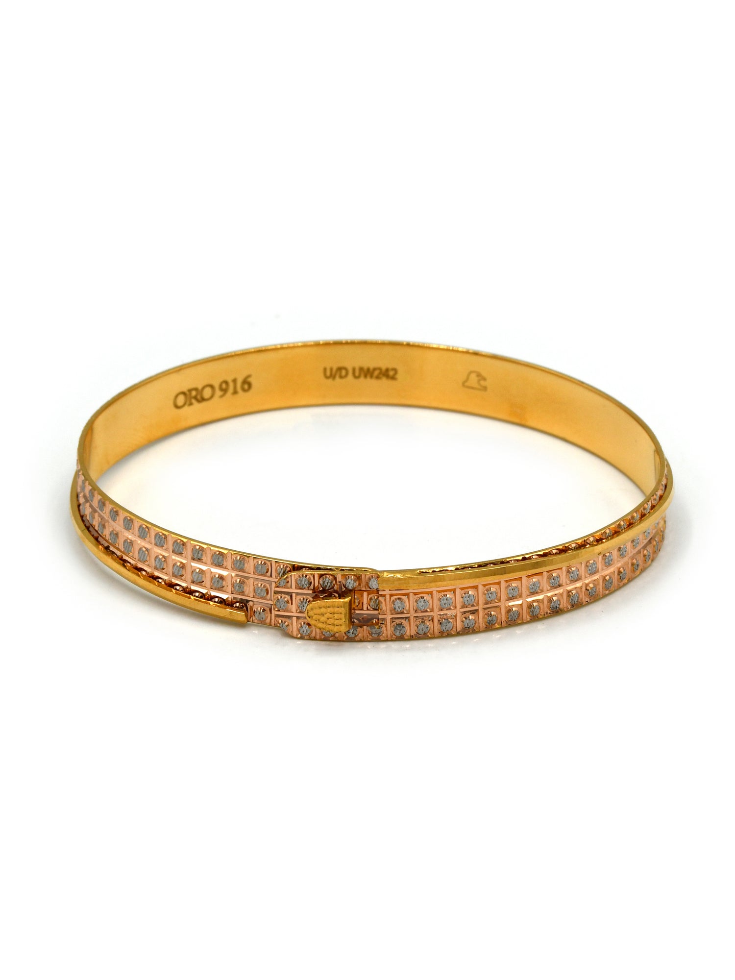 22Ct Gold Rose Gold Two Tone 1 Piece Bangle - Roop Darshan