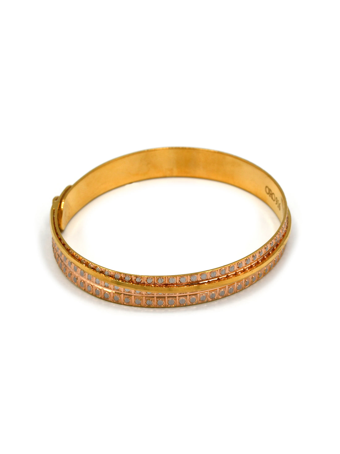 22Ct Gold Rose Gold Two Tone 1 Piece Bangle - Roop Darshan