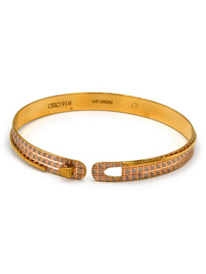 22Ct Gold Rose Gold Two Tone 1 Piece Bangle - Roop Darshan