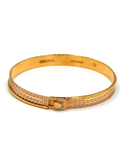 22ct Rose Gold Two Tone 1 Piece Bangle - Roop Darshan