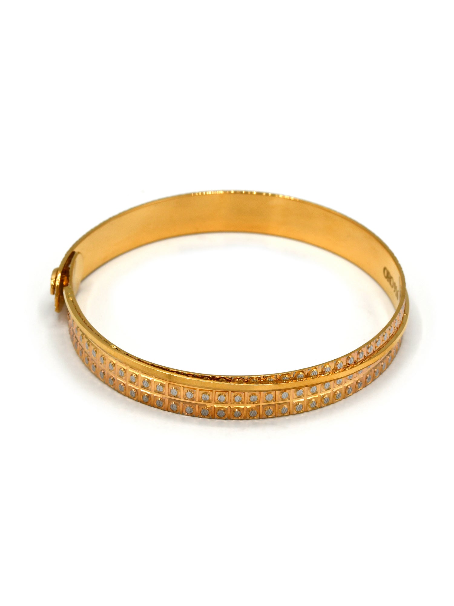 22ct Rose Gold Two Tone 1 Piece Bangle - Roop Darshan