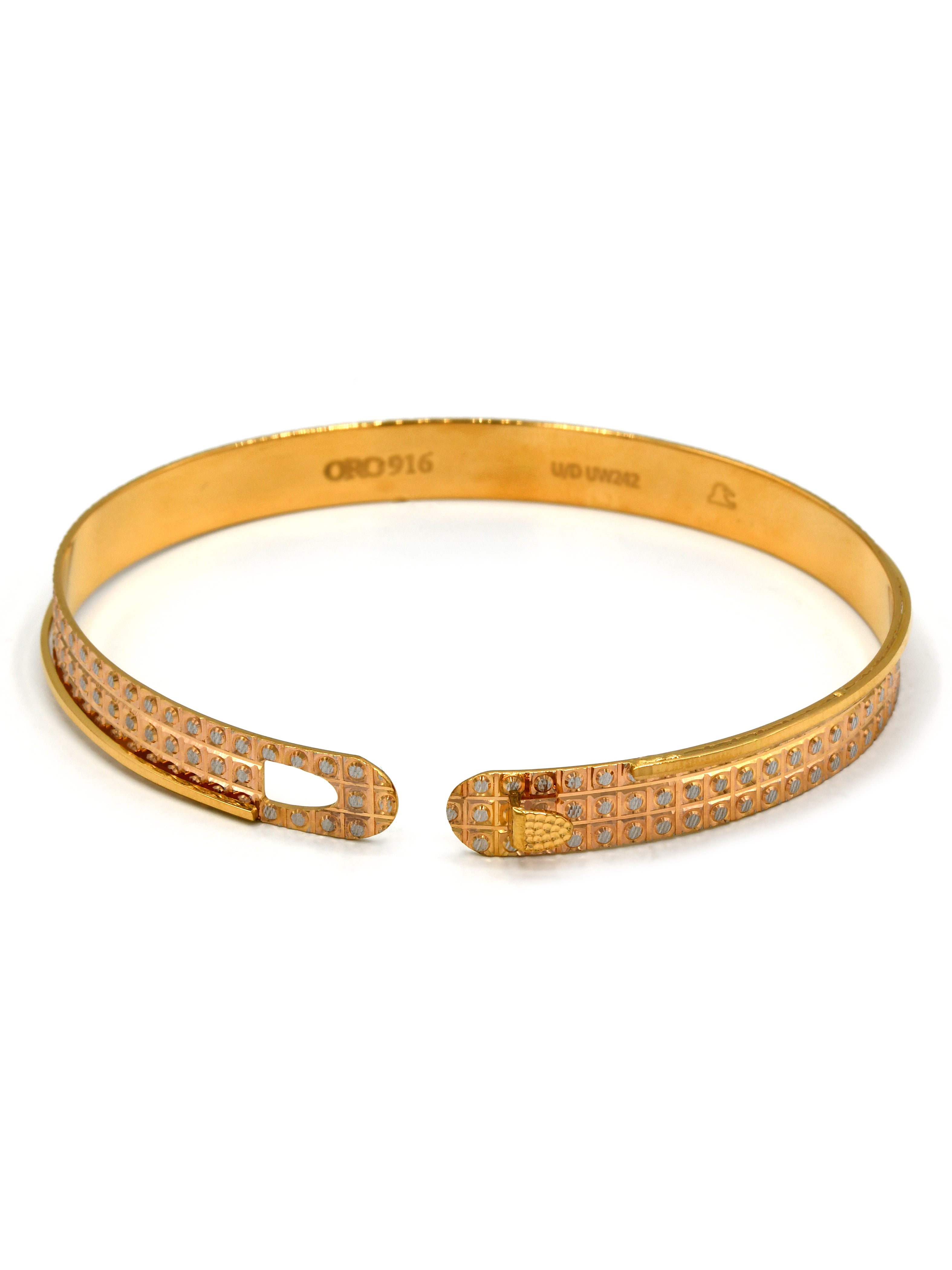 22ct Rose Gold Two Tone 1 Piece Bangle - Roop Darshan