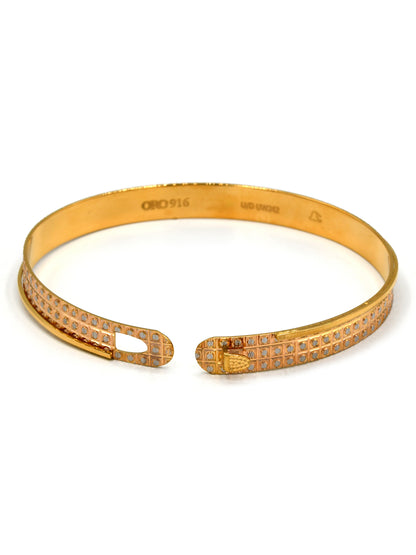 22ct Rose Gold Two Tone 1 Piece Bangle - Roop Darshan