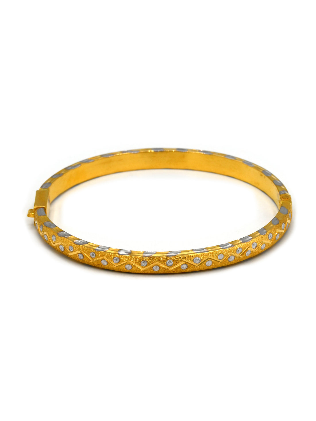 22ct Gold Two Tone 1 Piece Ladies Bangle - Roop Darshan