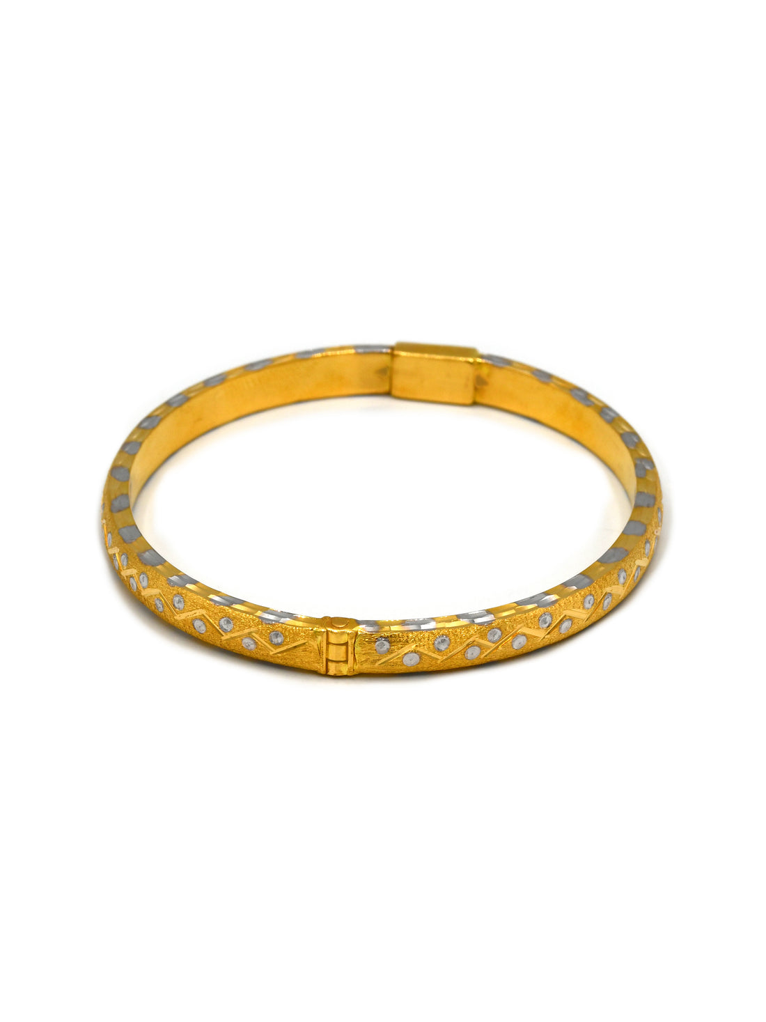 22ct Gold Two Tone 1 Piece Ladies Bangle - Roop Darshan