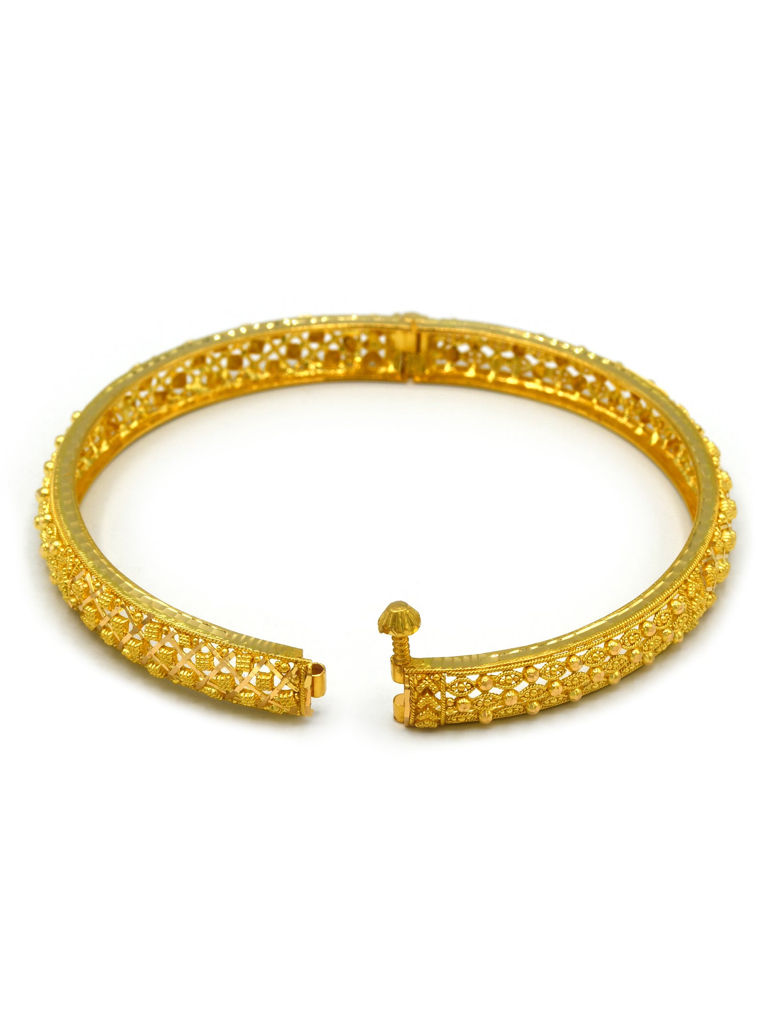 22Ct Gold 2 Piece Screw Bangle - Roop Darshan