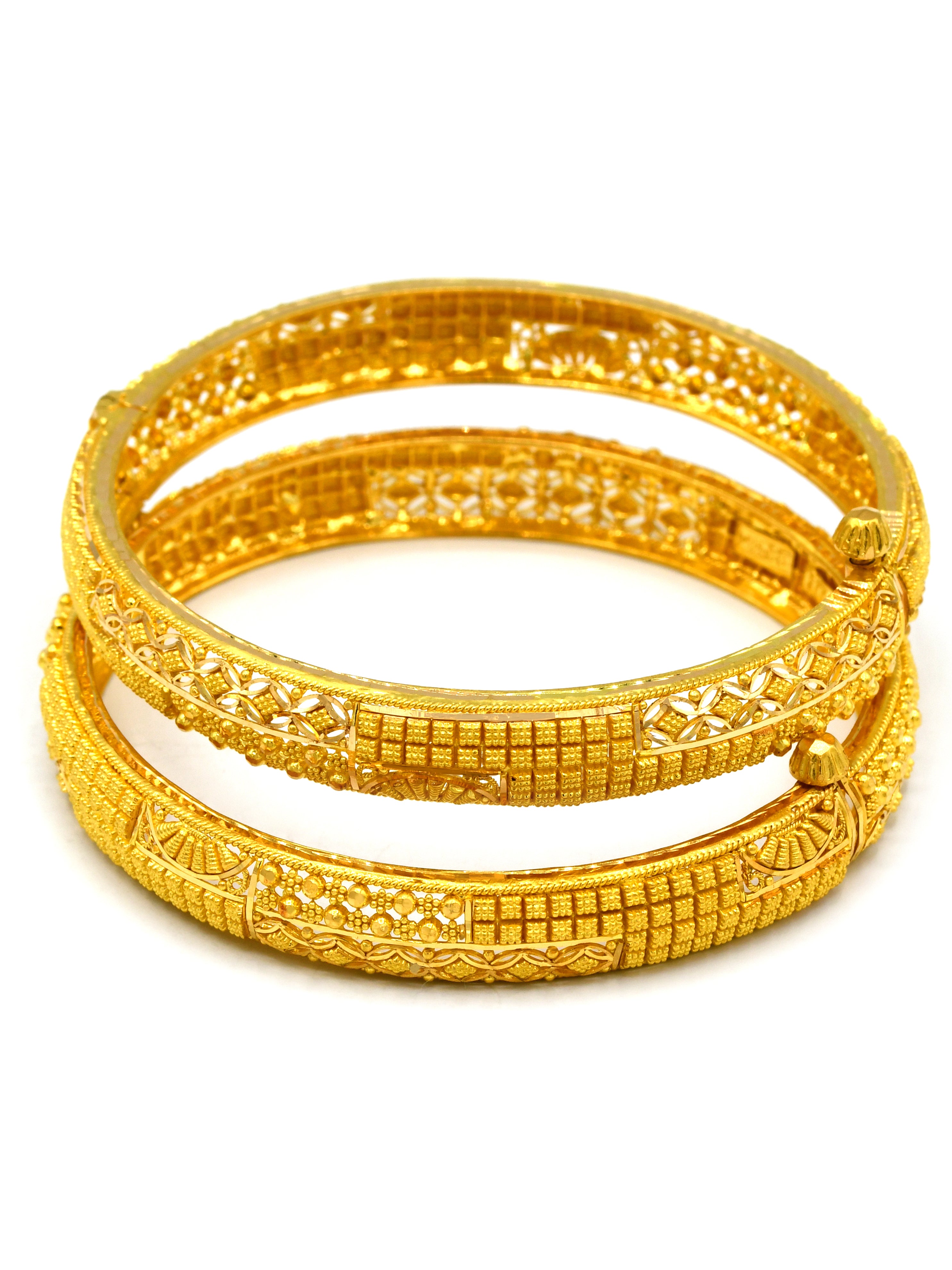 22ct Gold 2 Piece Screw Bangle - Roop Darshan