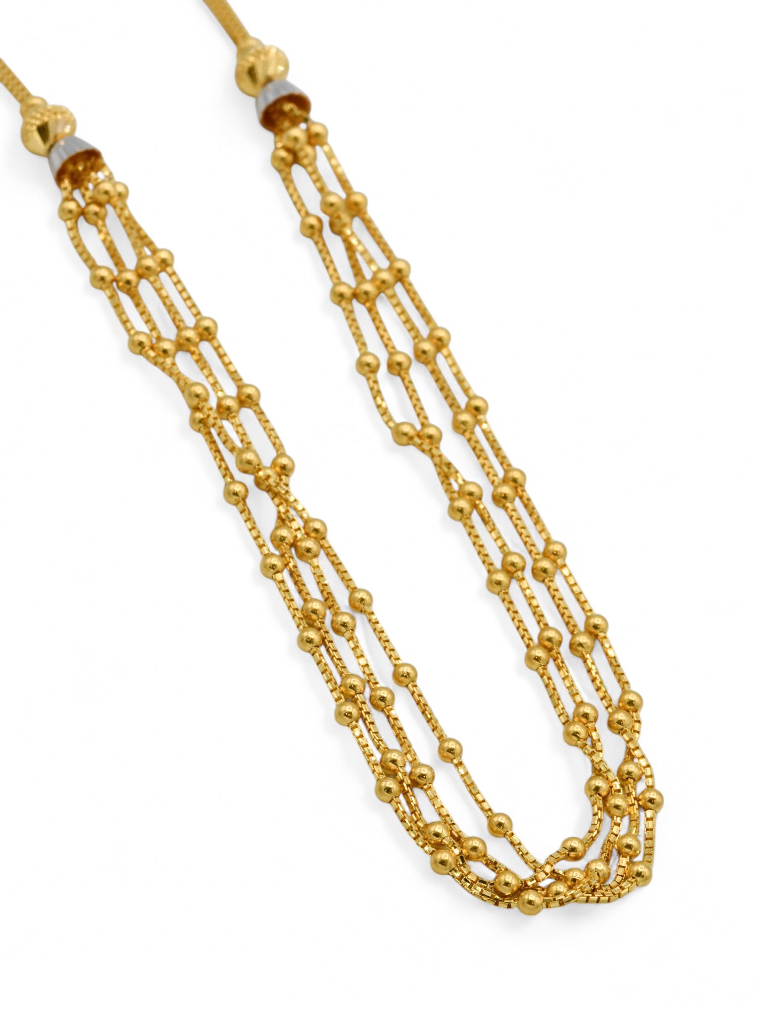 22ct Gold Ball 4 Row Fancy Chain